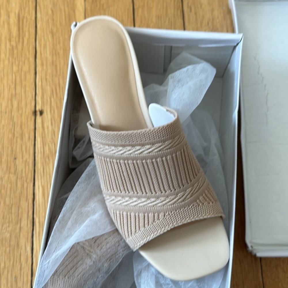 Never been worn slip on chunky heels